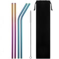 304 stainless steel straw set titanium color metal drinking tube coffee