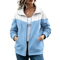 thumbnail image 5 of Hurxie Oversized Sweatshirt for Women Zip Up Bomber Jacket | Fall Fashion Casual Jackets, Long Sleeve, Athletic Sweatshirt Cardigan, Outerwear with Pockets Light Blue,XL, 5 of 7