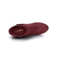 thumbnail image 4 of BLISSFUL STEP Women's Boots Faux Suede Ankle Booties Block Heel Round Toe Buckle Side Zip Boots Burgundy 7, 4 of 8