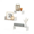 thumbnail image 5 of Furinno Rossi Bedroom Decor Wall Mounted Floating Display Shelves with Invisible Brackets, Marble White, Set of 3, 5 of 7