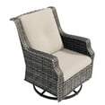 thumbnail image 3 of Meetleisure 1 Pieces Outdoor Patio Furniture Wicker Swivel Chair with Cushions for Backyard, Beige, 3 of 13