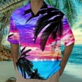 thumbnail image 2 of TAIAOJING Mens Hawaii Button Down Shirts Short Sleeve Short Sleeved Casual Style Shirt 3D Print Seaside Coconut Sunset Print Short Sleeved Cardigan Button Lapel Shirt, 2 of 4