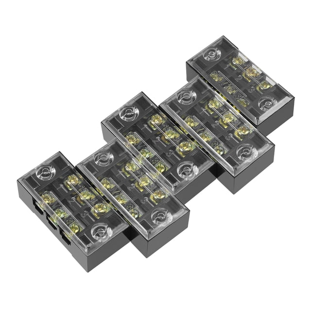 Unique Bargains 5 Pcs Dual Rows 3 Positions 600V 15A Cable Barrier Block Terminal Strip TB-1503L