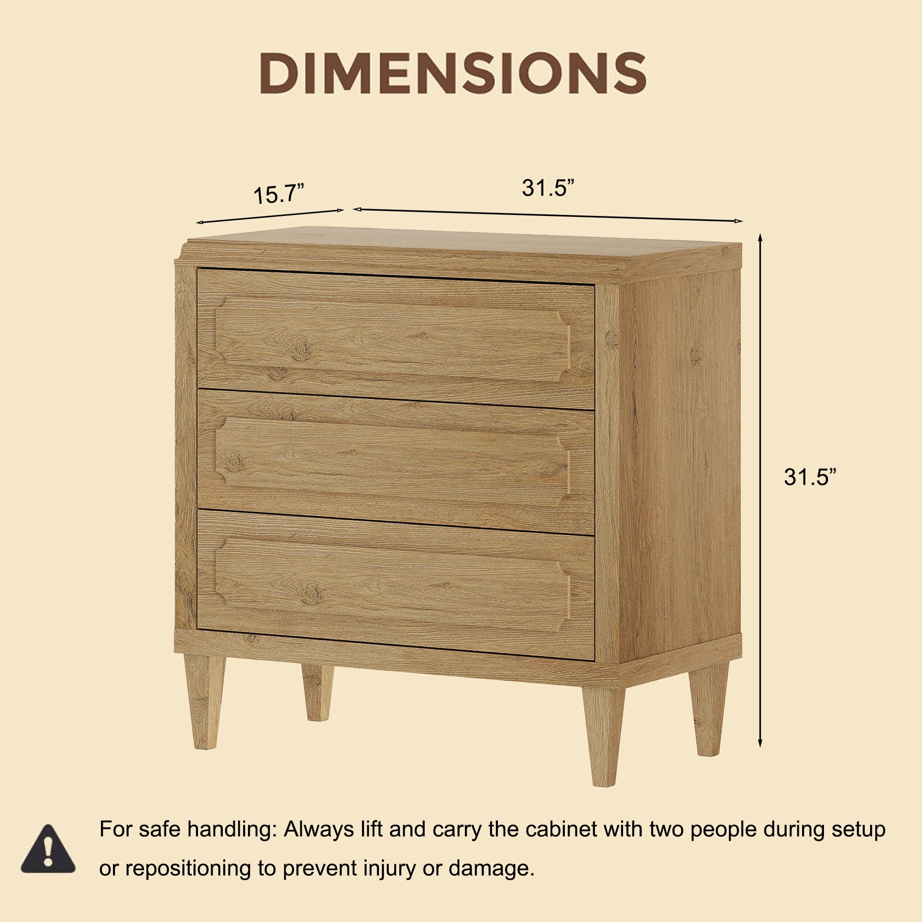31.5" Tall Nightstand with 3 Drawers, Modern End Table with Storage for Living Room, Bedroom