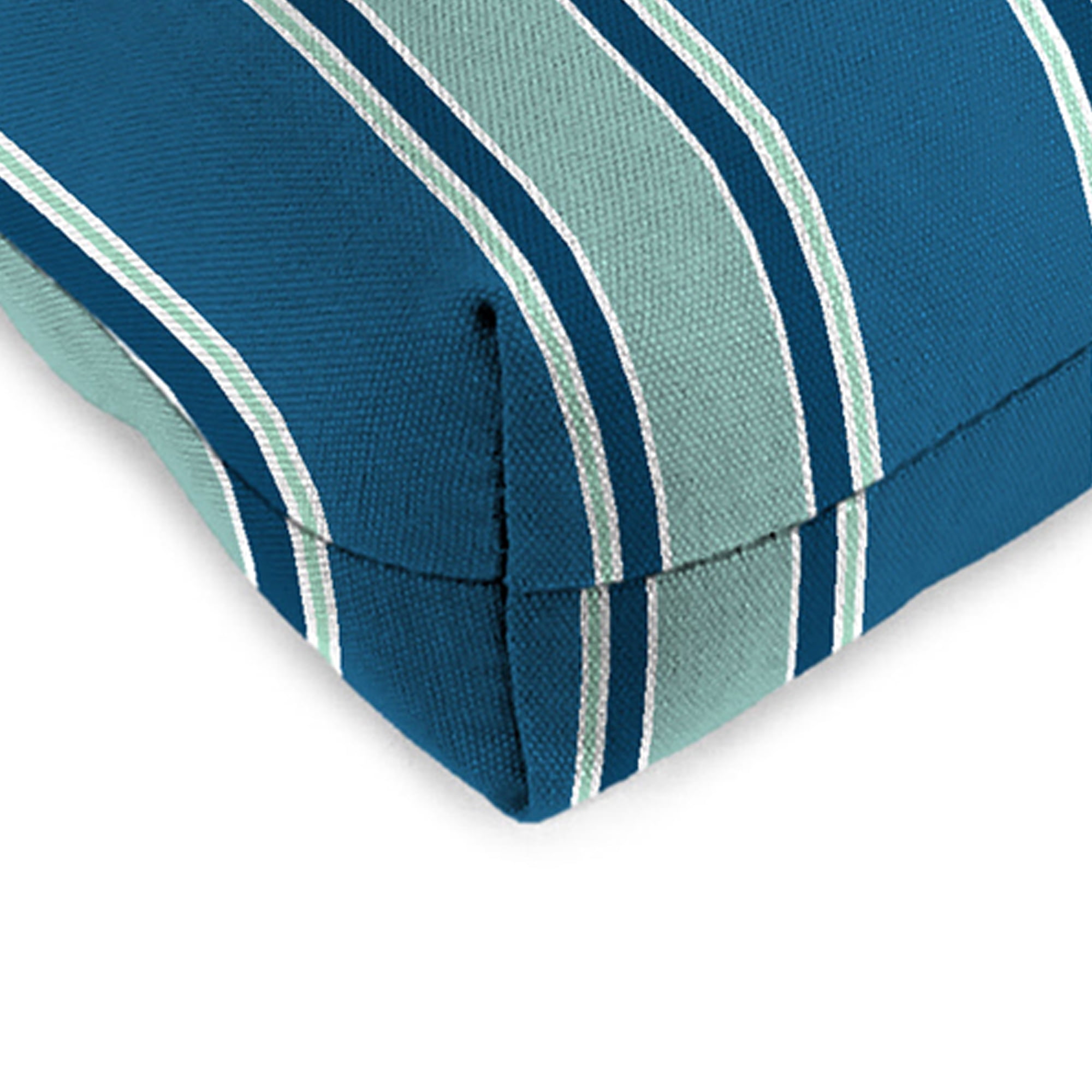Jordan Manufacturing 18" x 18" Sanders Puff Blue and Gray Green Stripe Square Tufted Contoured Outdoor Wicker Seat Cushion (2 Pack)