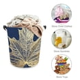 thumbnail image 5 of FANNA Gold Leaf Blue Background Dirty Clothes Basket Oxford Cloth Round Laundry Storage Toy Organizer for Clothes Organization One size, 5 of 6