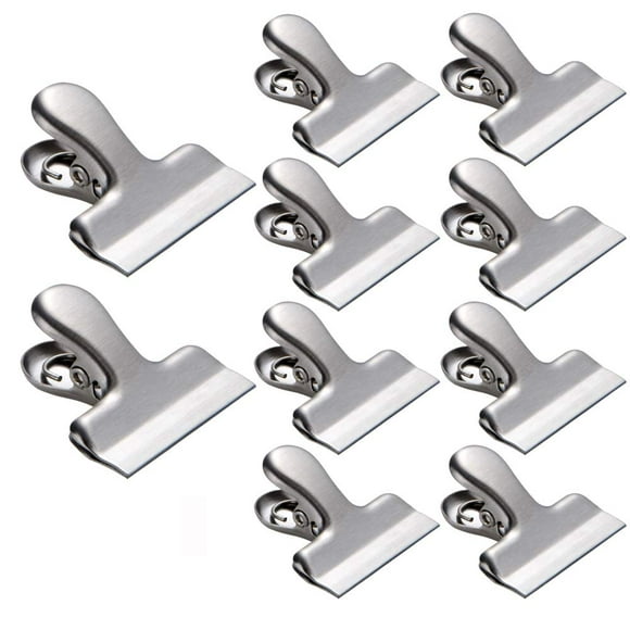 10Pcs Bag Clips, Stainless Steel 1.5'' Small Bulldog Clips, Firmness and Durable, Great for Air Tight Seal Grip on Coffee&Food Bags, Snack Bag, Kitchen Home Usage, Silver