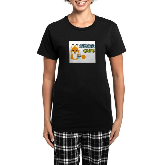 CafePress - Kitsune Cafe Women's Dark Pajamas - Women's Short Sleeve Print T-Shirt and Pants Dark Cotton Pajama Set