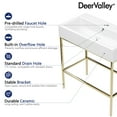 thumbnail image 6 of 32 in. L x 17 in. W White Ceramic Console Sink Basin and Stainless Steel Golden Legs Combo with Overflow Hole, 6 of 16
