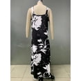 thumbnail image 4 of Women Summer Spaghetti Strap Sleeveless V Neck Sundress Boho Floral Vacation Maxi Suspender Dress Black XXL, 4 of 7