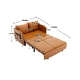 thumbnail image 5 of Convertible Sleeper Sofa Bed, Modern PU Leather Upholstered Loveseat with Pull Out Bed, Small Futon Sofa Bed with Headboard, 2 Pillows and Side Pockets for Living Room Bedroom, Brown, 5 of 7