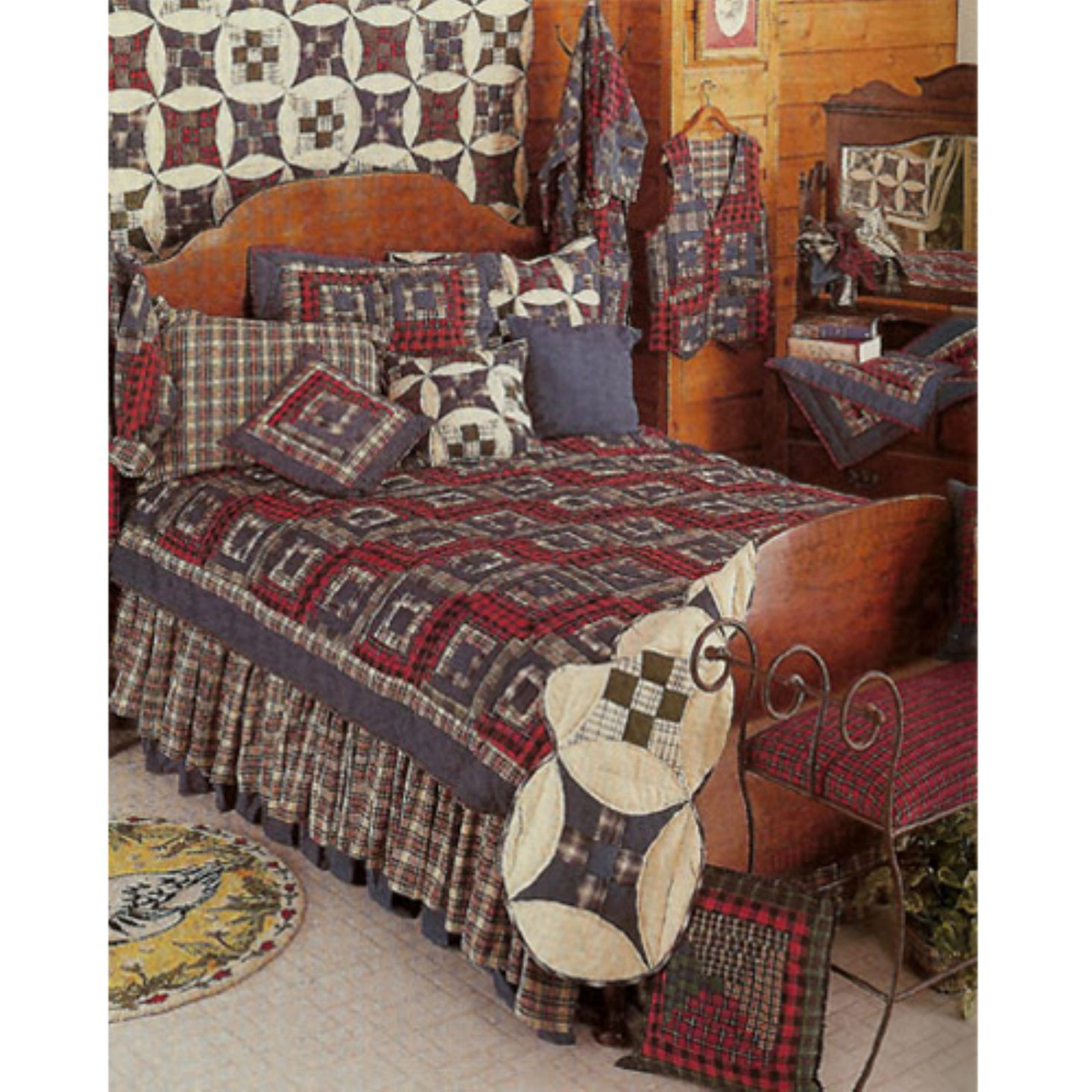 85-Inch by 95-Inch QQRLC Patch Magic Queen Red Log Cabin Quilt 