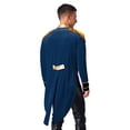 thumbnail image 2 of TiaoBug Mens Circus Ringmaster Showman Jacket Long Sleeve Tassel Velvet Swallow-Tailed Coat Halloween Costume Dark Blue M, 2 of 7