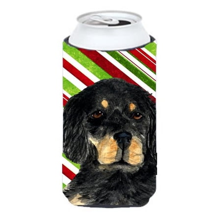 Gordon Setter Candy Cane Holiday Christmas Tall Boy bottle sleeve Hugger - 22 To 24 oz.