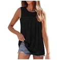 thumbnail image 1 of Gpoecd Débardeurs pour Femmes Été Plissés Col Rond Sans Manches pour Femmes Froncés Amples Camisoles pour Femmes Noir,G, 1 of 7