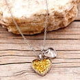 thumbnail image 4 of Created Gold Foil Broken Stone Inlay Love Heart Necklace Mustard Seed Charms Pendant Crystal Jewelry for Her Y941 (Yellow)…, 4 of 7