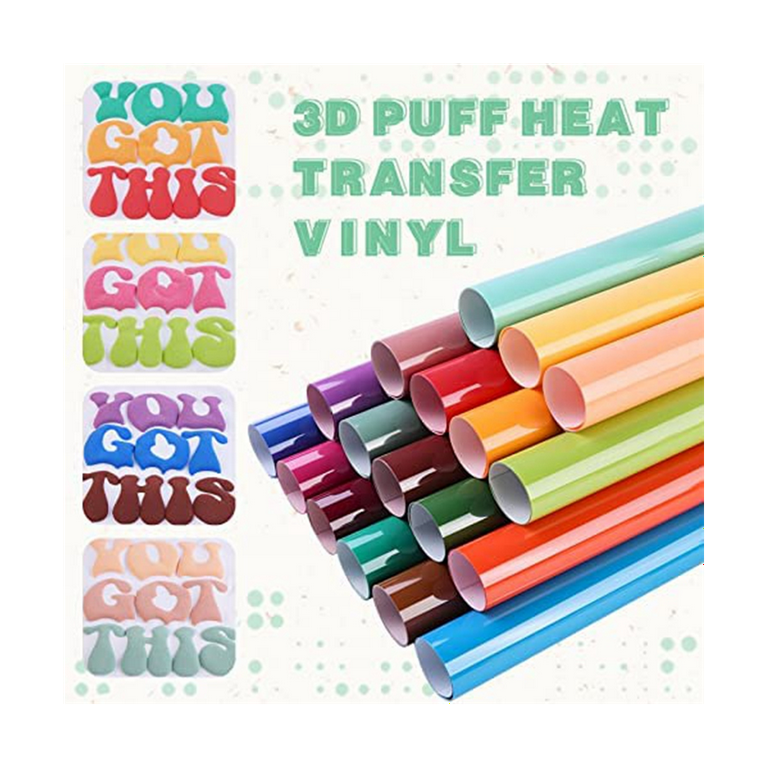 Puff Vinyl Heat Transfer, 3D Puff Heat Transfer Vinyl for T-Shirts, 12x10Inch Puff HTV Vinyl Bundle, Heat Press Machine, Size: 30.5, As Shown