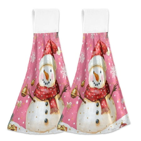 

2 Bathroom Towels Kitchen Towels 18.2x14In Velcro Hand Wipes Dish Cloths & Dish Towels Washroom Towels Face Towel Hand Wipes Pink Christmas Lovely Snowman
