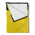 thumbnail image 2 of Vintage Yellow Soft Flannel Fleece Blanket, Hazard Theme Caution Construction Tape Illustration with Grunge Look, Cozy Plush for Indoor and Outdoor Use, 60" x 80", Yellow and Black, by Ambesonne, 2 of 5