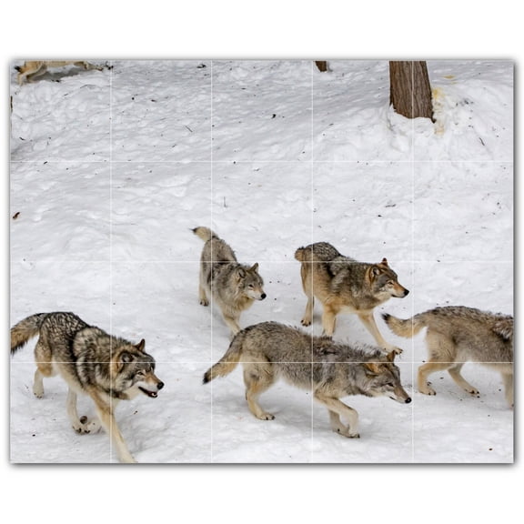 Picture-Tiles.com: Wolf Ceramic Tile Wall Mural WAL501230-54S. 21.25"W x 17"H using (20) 4.25" x 4.25" Ceramic Tiles-Satin Finish
