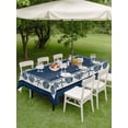 thumbnail image 3 of Outdoor Tablecloth with Umbrella Hole & Zipper, Navy Blue Beach Coastal Rectangle Tablecloth 60x120 Inch, Summer Nautical Starfish Shell Coral Vintage Patio Table Cover Waterproof Table Cloth, 3 of 7