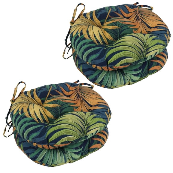 Blazing Needles 16-inch Spun Polyester Patterned Outdoor Round Tufted Chair Cushions (Set of 4)