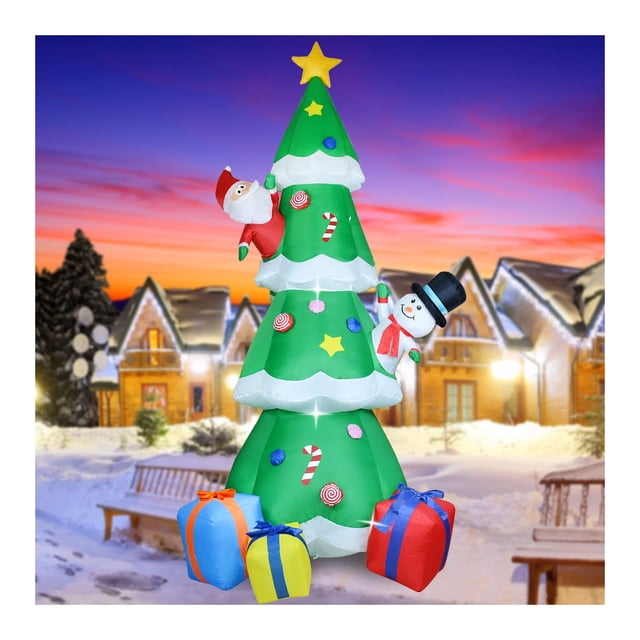 Árbol verde de decoración inflable de Navidad de 9 pies con luces LED