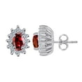 thumbnail image 2 of 0.3 Carat 6x4MM Oval Garnet and Diamond Earrings In 10k White Gold, 2 of 7