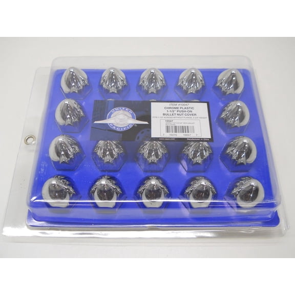 United Pacific 10047 Wheel Lug Nut Cover Set 1 1/2" X 2 3/4", Chrome,