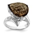 thumbnail image 1 of 925 Sterling Silver Smoky Quartz Diamond Ring Gemstone, 1 of 6
