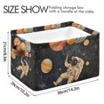 thumbnail image 4 of Yayeee Canvas Storage Basket with Handles for Shelves Fabric Bins Closet Organizer, Retro Watercolor Planet, 4 of 8