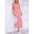 thumbnail image 7 of PRETTYGARDEN Women's Long Sleeve Floral Maxi Bodycon Dress Cocktail Dresses for Wedding Guest, Square Neck, Stretchy Mesh, Elegant Classy, Formal Holiday Party, 7 of 7