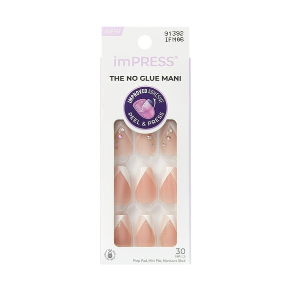 KISS imPRESS Nails - Glimpse, White, Coffin, Medium