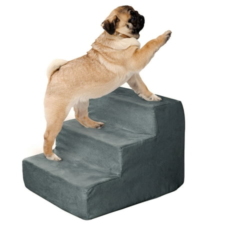 PETMAKER 3-Step Pet Stairs with Removable Zippered Microfiber Cover (Gray)