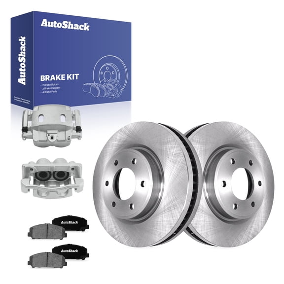 AutoShack Front Vented Brake Rotors   Ceramic Pads   Calipers 8-PC Brake Kit Replacement for 2007 Nissan TITAN 13.77" (349.7 mm)