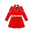 thumbnail image 6 of iiniim Cheer Leader Girls Contrast Color Cold Shoulder Cheerleading Uniform Dress Birthday Party Red 6, 6 of 7