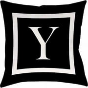 Thumbprintz Classic Block Monogram Decorative Pillow, Black