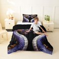 thumbnail image 4 of Homewish Grunge Dragon Twin Comforter Sets,Rustic Wildlife Bedding Set,Purple,Black Reversible,2 Pieces,1 Comforter and 1 Pillowcase, 4 of 7