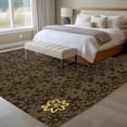 thumbnail image 4 of Brown Golden Floral Area Rugs 6'x9', Washable Small Throw Rugs for Kitchen Dining room, Modern Abstract Art Spring Flowers Indoor Outdoor Rug Non-Slip Low Pile Carpet Runner Reversible Floor Mats, 4 of 8