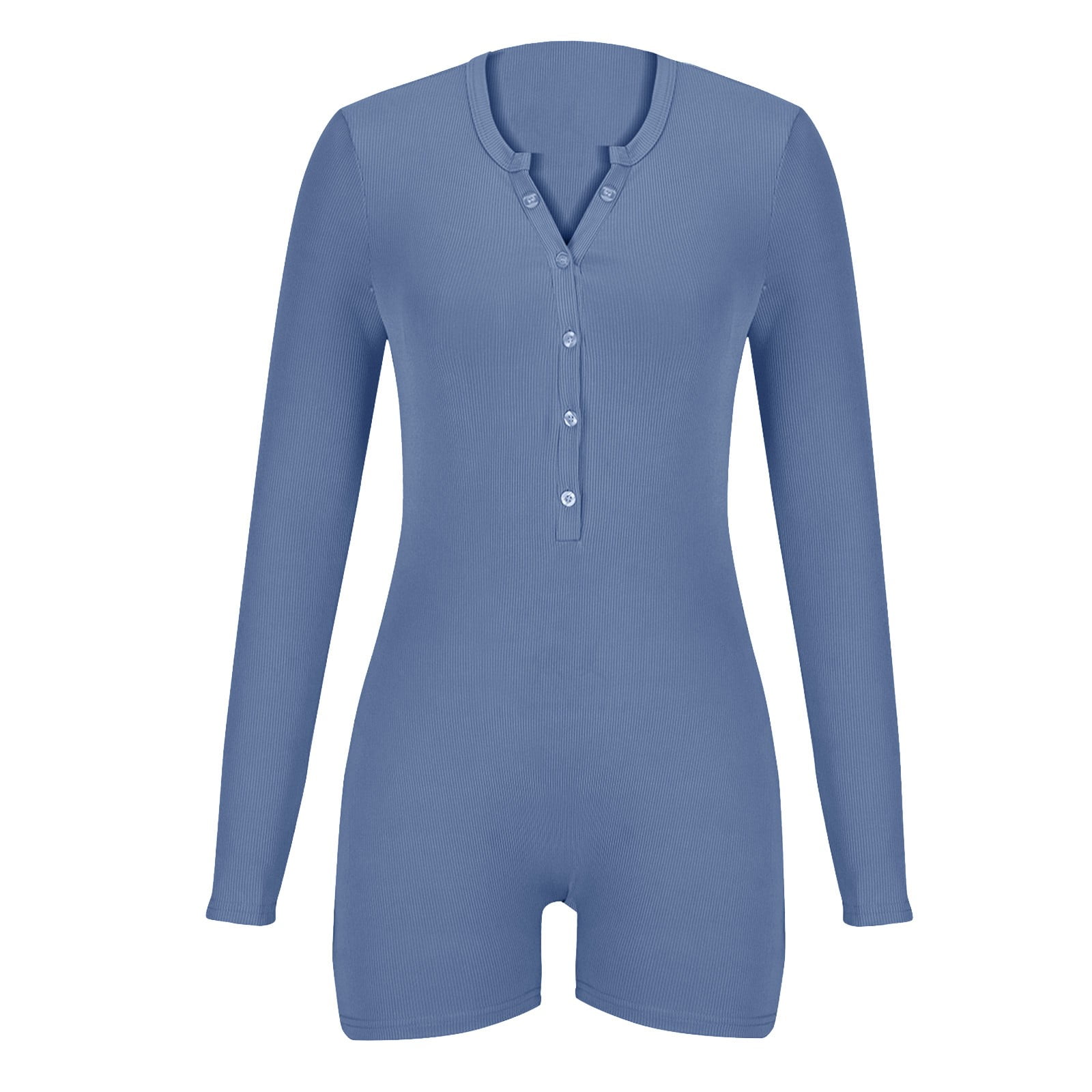 TMOYZQ Women's Short Onesie Pajama, Ribbed Knitted Long