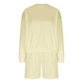 thumbnail image 4 of UAMVSH Women Sweatshirts and Sweat Shorts Two Piece Sets Soft Long Sleeve Pullover Tops Ladies Fall Casual Athletic Outfits(Medium,Beige), 4 of 7
