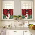 thumbnail image 4 of Christmas Snowman Kitchen Curtains and Valances Set, Winter Snowflakes Pine Trees Art Rod Pocket Window Valance 18 Inch Window Curtain Panels for Living Room Bedroom Laundry, 27.5x36in, 3 Pieces, 4 of 7
