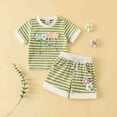 thumbnail image 2 of TOWED22 Girls Summer Play Clothes Set Floral Print Tee and Denim Shorts 2T-6T Green,4-5 Y, 2 of 9
