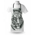 thumbnail image 3 of Sketchy Apron Hand Drawn Style Image of an African Siberian Lion Head Art Print, Unisex Kitchen Bib Apron with Adjustable Neck for Cooking Baking Gardening, Pale Grey Black and White, by Ambesonne, 3 of 3