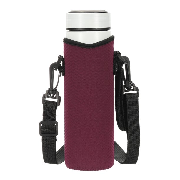 Funda de Botella de Agua de Neopreno Uxcell con Correa, Bolsa Portabotellas de Vidrio Aislada de 12 oz, Funda para Botella de Bebida Colapsable con Mango, Rojo