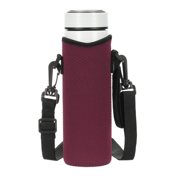 Uxcell Neoprene Water Bottle Sleeve with Strap, 40 oz Insulated Water Glass Bottle Carrier Bag Diamond Grid Collapsible Drink Bottle Sleeve Cover Holder with Handle, Red