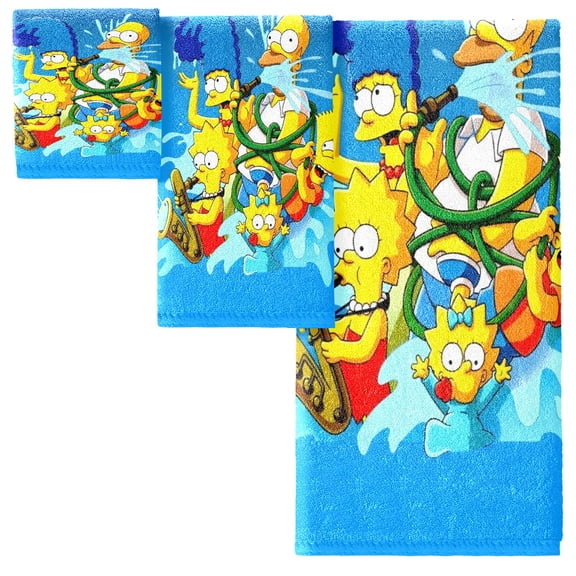 The Simpsons Bath Towel Set (3 pcs),bath, hand, and beach towels.