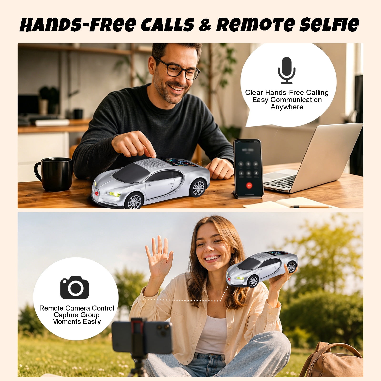 WSTER WS-660 portable Bluetooth speaker is a cool, car-shaped wireless speaker with LED lights, an FM radio, and TF card support.Suitable for desktop decorations/computer use/outdoor use/party use