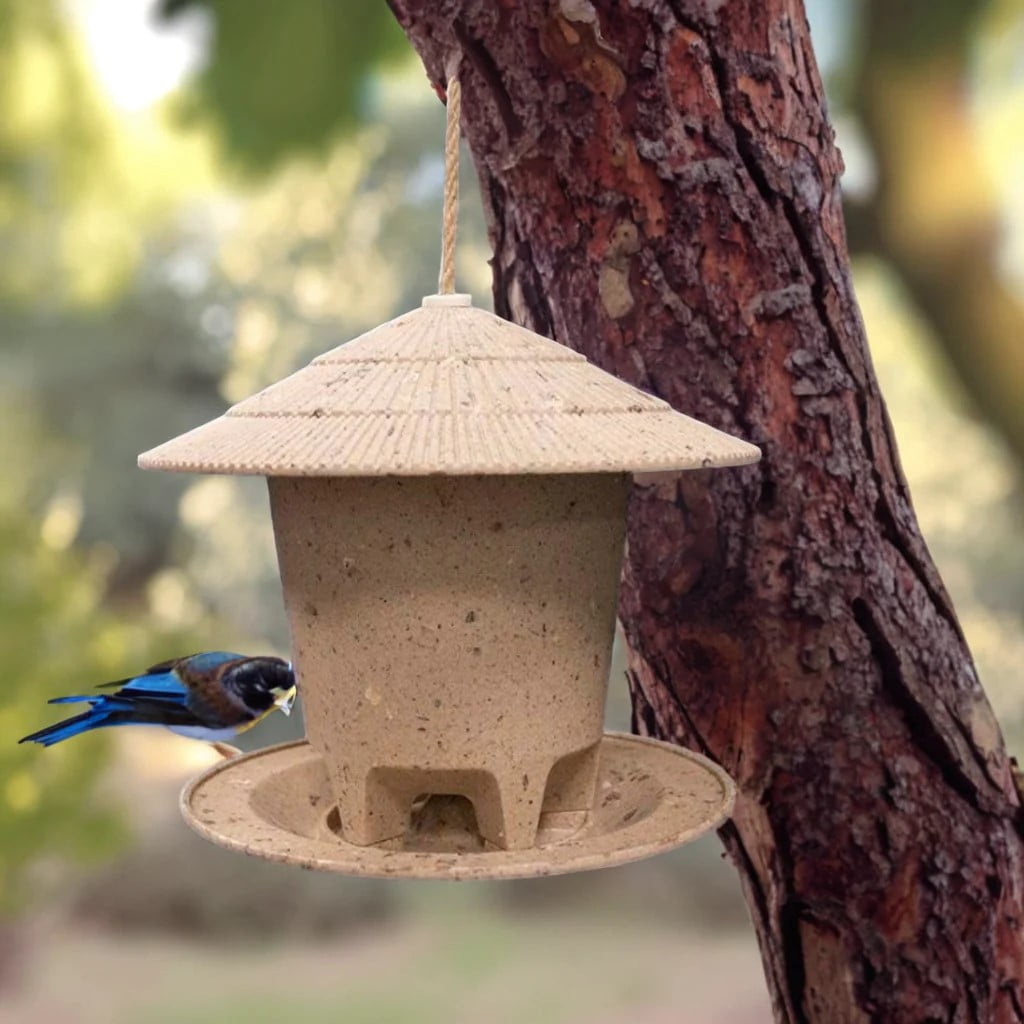 Tierra Garden Deluxe Round Bird Feeder, Coffee Husks, 8.6 in Dia x 7.5 in H