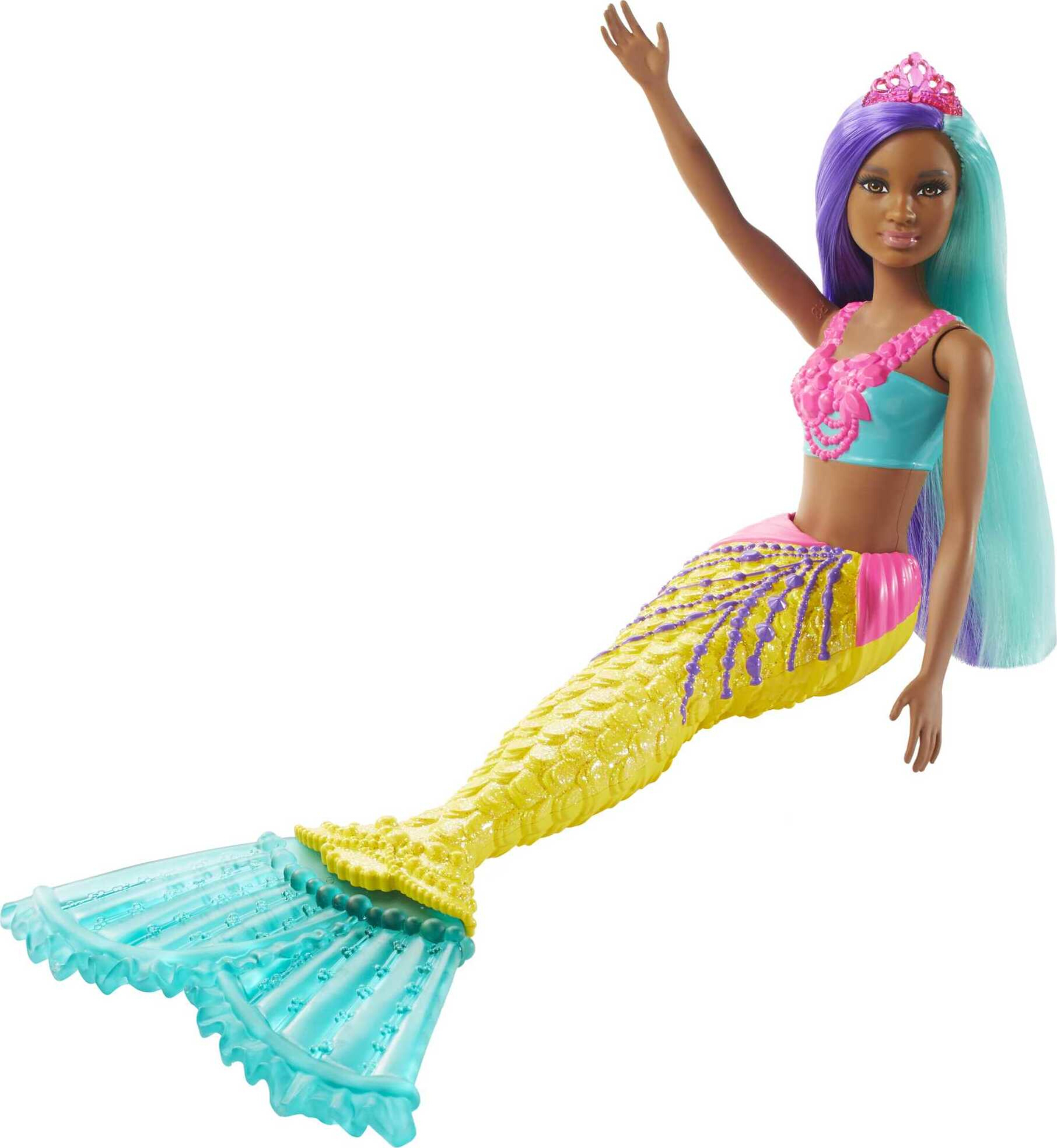 Barbie Dreamtopia Mermaid Doll with Teal & Purple Hair, Yellow Tail & Tiara Accessory - image 4 of 6